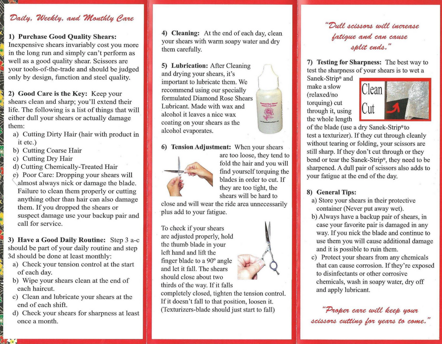 B-2, Scissors Care Guide